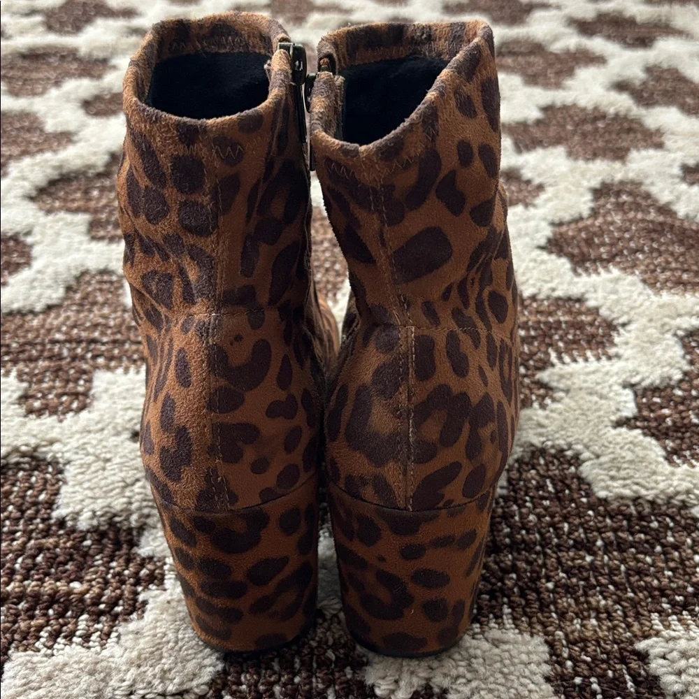 Leopard Brown Fleece Lined  Ankle Booties Size 8.5